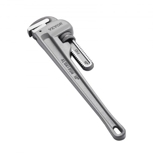 VEVOR Pipe Wrench, 18″ Aluminum Straight Pipe Wrench, Adjustable Plumbing Wrench, with High Strength Jaw and Ergonomic Handle, Easy to Carry, Hangable