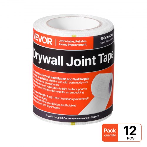 

VEVOR 12 Rolls 30m x 150mm Self-Adhesive Fiberglass Drywall Mesh Tape
