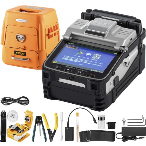 VEVOR AI-7 Fiber Fusion Splicer with 8 Seconds Splicing Time Melting 18 Seconds Heating Fusion Splicer Machine Optical Fiber Cleaver Kit for Optical Fiber & Cable Projects