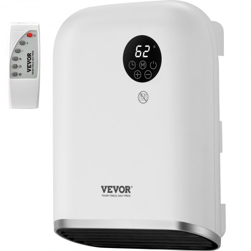 

VEVOR Electric Wall Heater 1500W, Small Space Heaters with Touch Screen & Wireless Remote Control, Tip-Over & Overheat & IPX24 Waterproof Safety Protection, Wall-Mount/Tabletop for Indoor Use, White