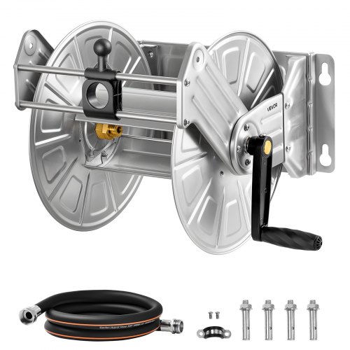 

VEVOR Wall Mounted Garden Hose Reel 150ft 5/8 in Hose Winder with Hose Guide