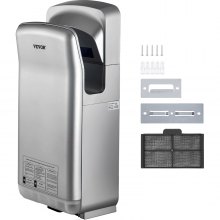 VEVOR Jet Hand Dryer Blade Hand Dryer Automatic High Speed for Washroom Silver