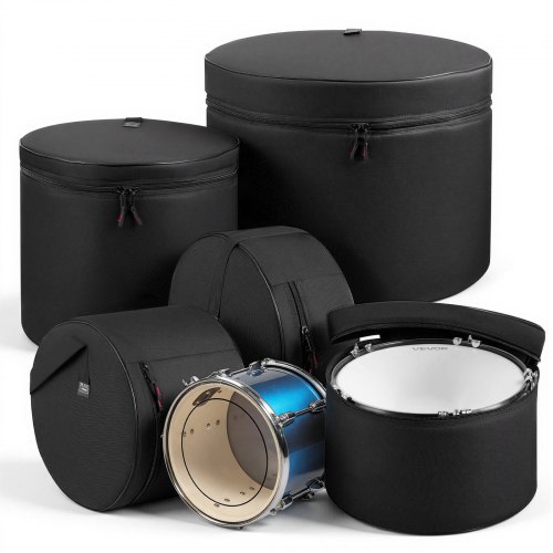 

VEVOR 5-Piece Drum Case Set, 600D, Padded Drum Bags for Bass, Tom, and Snare, Thick Padding, Lightweight Protective Covers, Travel Storage Cases with Portable Handle, for Drums Accessories Protection