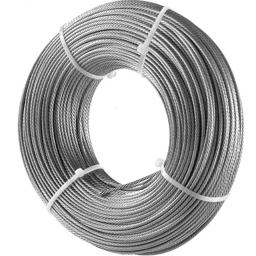 

VEVOR Stainless Steel Cable Railing 1/8"x 100ft, Wire Rope 316 Marine Grade, Braided Aircraft Cable 1x19 Strands Construction for Deck,Rail,Balusters,Stair,Handrail,Porch,Fence