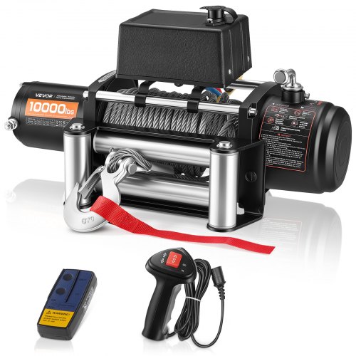 Vevor Electric Winch, 10000 Lbs Load Capacity, 12V Dc Truck Winch With Φ21/64 In X 65 Ft Steel Rope, Wireless & Wired Remote Control, IP55 Waterproof-image