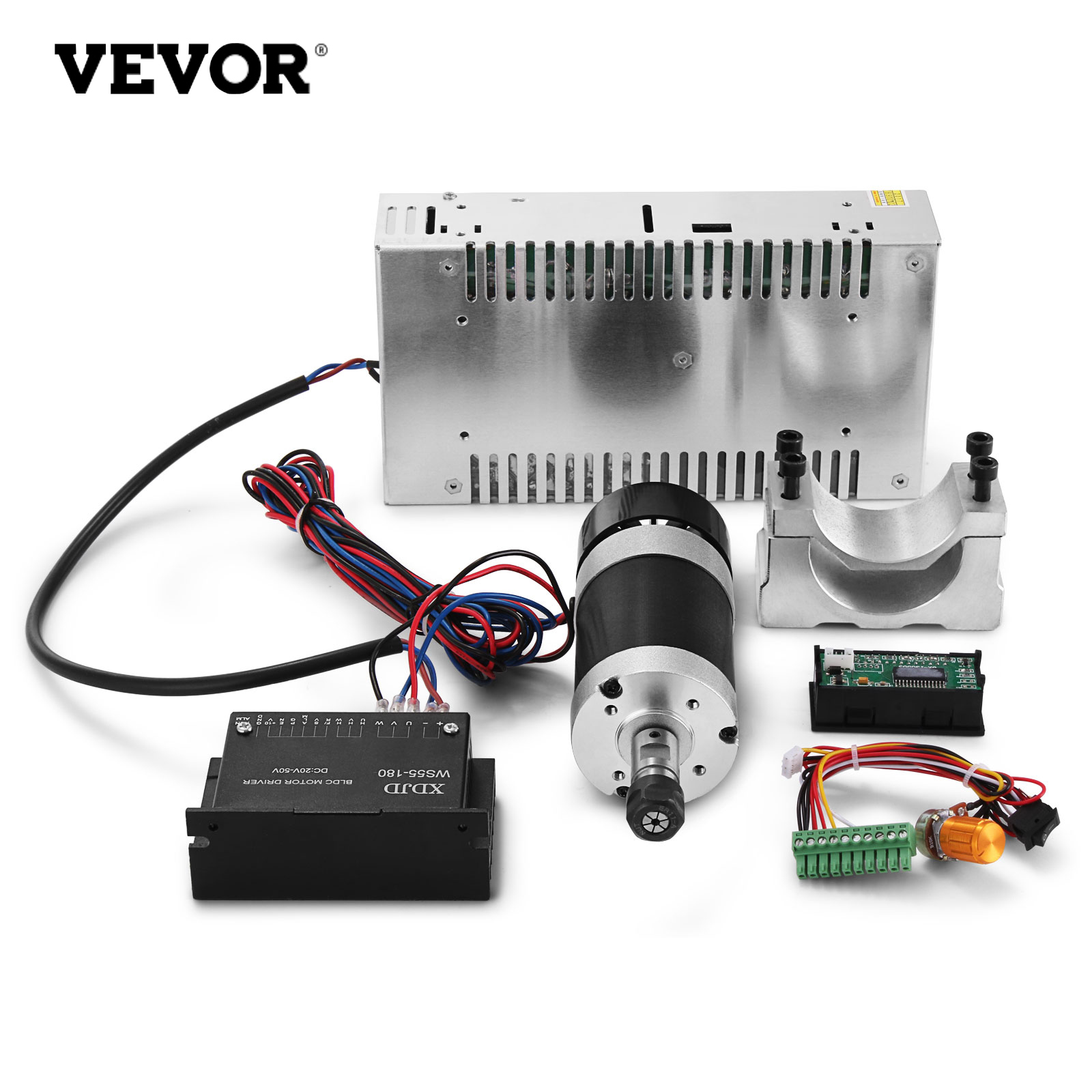Cnc 400w Brushless Spindle Motor & Speed Controller & Mount + 600w Psu Us Stock от Vevor Many GEOs