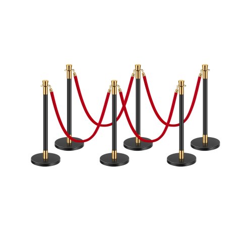 

VEVOR 6 Pcs Stanchion Post with 4 Red Velvet Ropes & Sand Injection Hollow Base