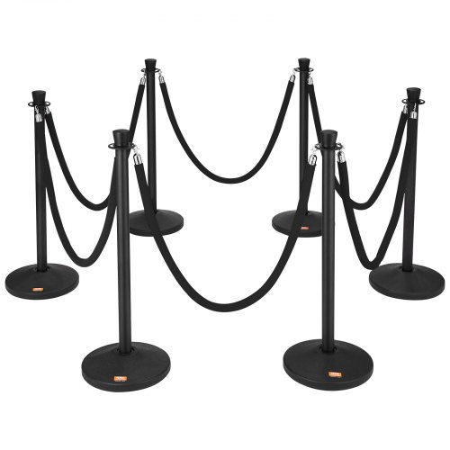 

VEVOR Crowd Control Stanchion Posts 6-Pack & 6PCS 5FT Velvet Ropes Fillable Base