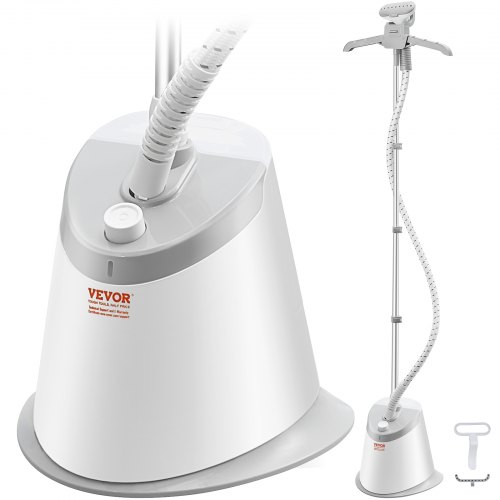 

VEVOR Standing Steamer with Foldable Garment Hanger, 0.5Gallon Water Tank for 90 Minutes Continuous Steaming, Heats in 45 Seconds & Auto-Stop with Fabric Brush Aluminum Rod and Easy-roll Wheels