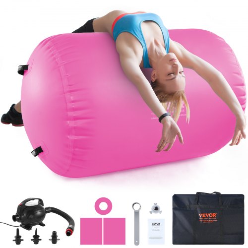 

VEVOR Air Mat Tumble Track Air Spot, Round Inflatable Air Roller, Air Barrel Gymnastic Equipment with Electric Pump, Tumbling Backbend Trainer for Home Use/Gym/Yoga/Cheerleading/Beach/Park/Water, Pink