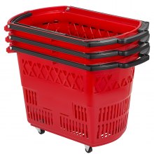 3pcs Red Shopping Basket 18.3x11x13in Shopping Lightweight Convenience Store