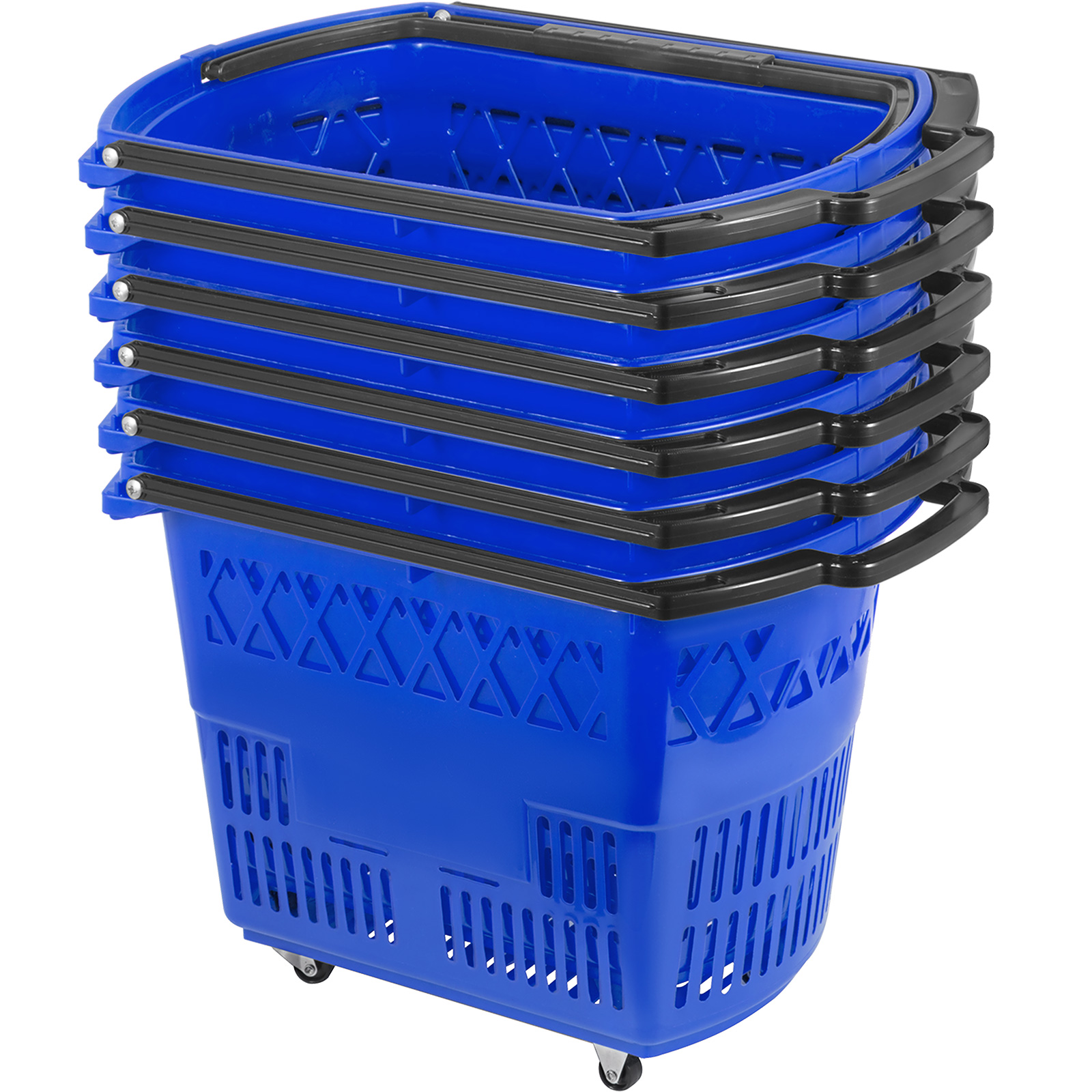 6pcs Blue Shopping Basket 75lbs 21x13.2x14.3in Lightweight Durable Supermarket от Vevor Many GEOs