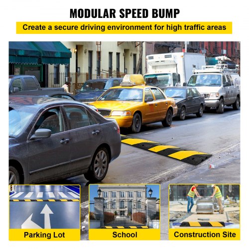 2Pcs Modular Rubber Speed Bumps Electric Traffic Control Parking Lot Warehouse 