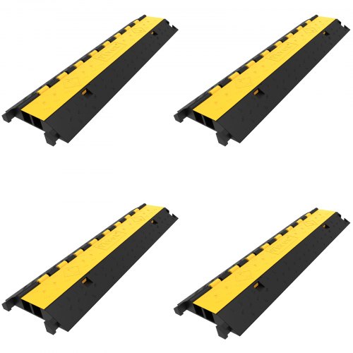 4 Pack Rubber Cable Protector Ramp 2 Channel Heavy Duty 66,000lb Capacity Cable