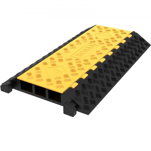 VEVOR Rubber Cable Guard, 3-Channel, 2 x 2.3 in – Durable Cord Protection Ramp for Driveways, 6600 lbs Capacity
