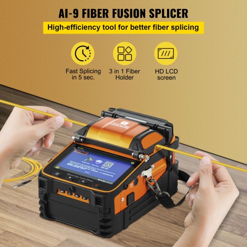 AI-9 Automatic Optical Fiber Fusion Splicer 5'' TFT Display Power Meter 3 in 1 