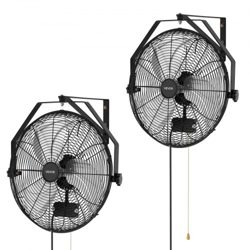 

VEVOR Wall Mount Fan, 18 in Wall Mounted Hanging Fan with IP44-rated Protection, 3-Speed, Long Airflow Distance, Adjustable Rotation Angle, Powerful for Industry, Commercial, Garage, Workshop, 2 Pack