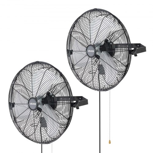 

VEVOR Wall Mount Fan, 18 in Wall Mounted Hanging Fan, 3-Speed, Long Airflow Distance, Adjustable Rotation Angle, Mechanical Control, Powerful for Industry, Commercial, Garage, Workshop, Gym, 2 Pack