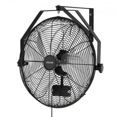 VEVOR Wall Mount Fan, 18 in Wall Mounted Hanging Fan with IP44-rated Protection, 3-Speed, Long Airflow Distance, Adjustable Rotation Angle, Powerful f