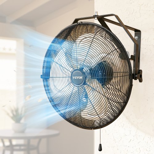 VEVOR 18 Inch Industrial Wall Mount Fan, High Velocity 4000 CFM Indoor Fan with 3 Speeds,  Powerful Motor Garage Wall Fan with Aluminum Blades for Workshop, Warehouse, Greenhouse, Commercial