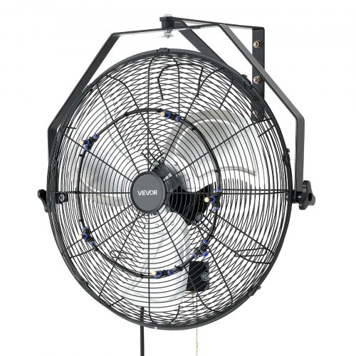 

VEVOR Wall Mount Fan, 20 in Wall Mounted Hanging Fan with Mist, IP44-rated Protection, 3-Speed, Long Airflow Distance, Adjustable Rotation Angle, Powerful for Industry, Commercial, Garage, Workshop