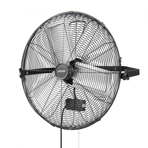 

VEVOR Wall Mount Fan, 24 in Wall Mounted Hanging Fan, 3-Speed, Long Airflow Distance, Adjustable Rotation Angle, Mechanical Control, Powerful for Industry, Commercial, Garage, Workshop, Gym, Black