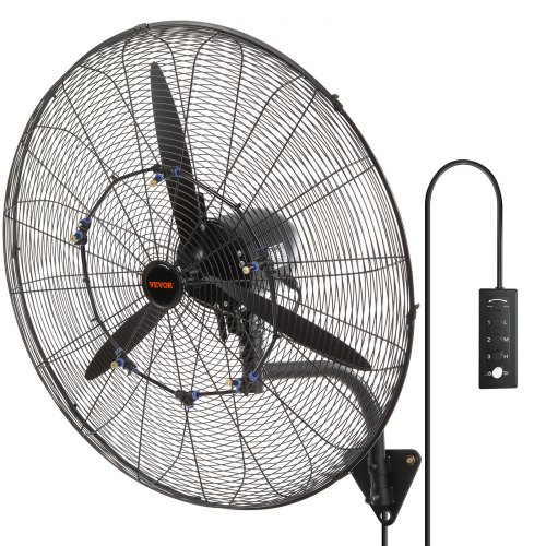 

VEVOR Wall-Mount Misting Fan, 30 Inch, 3-speed High Velocity Max. 9500 CFM, Waterproof Oscillating Industrial Wall Fan, Commercial or Residential for Warehouse, Greenhouse, Workshop, Black, ETL Listed