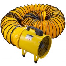 VEVOR Portable Ventilator 10”Portable Ventilation Fan 1750-2800m3/h Utility Blower Explosion Proof Fan 320W Confined Space Fan w/ 10M Blower Hose Cylinder Fan for Factories Ventilation Blower