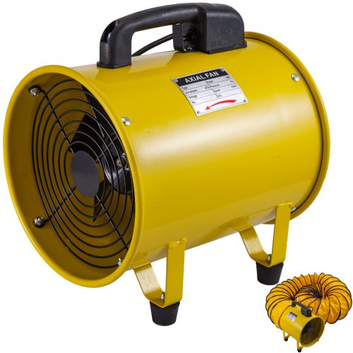 10" 250mm Portable Ventilation Fan With 5m Pvc Ducting 1900/2800r/min Speed