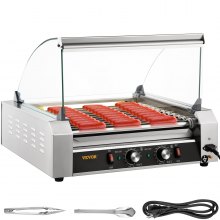 VEVOR Electric 30 Hot Dog 11 Roller Grill Cooker Machine w/Cover 1800W Stainless
