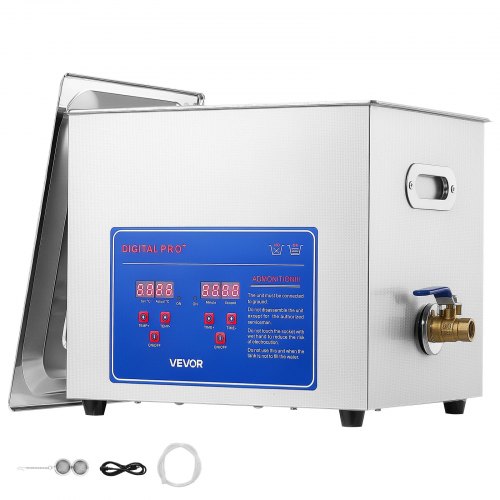 

VEVOR Ultrasonic Cleaner 10L-Class Capacity Ultrasonic Parts Cleaner 40kHz, Digital Time and Temp Control, Stainless Steel Ultra Sonic Cleaning Machine with Cleaning Baskets, for Auto Parts, Glasses