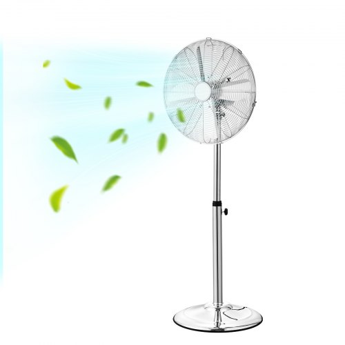 16" Industrial Pedestal Fan 3-Speed Oscillating Fan Height Adjustable Silver GYLSFS16INCH0LFIYV1