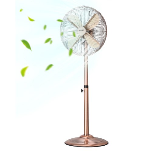 16"" Industrial Pedestal Fan 3-Speed Oscillating Fan Height Adjustable Copper