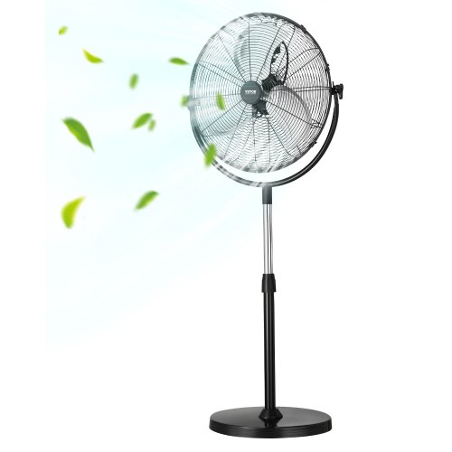 18"" Industrial Pedestal Fan 3-Speed Fan 45.3 to 57.9 Inch Height Adjustable