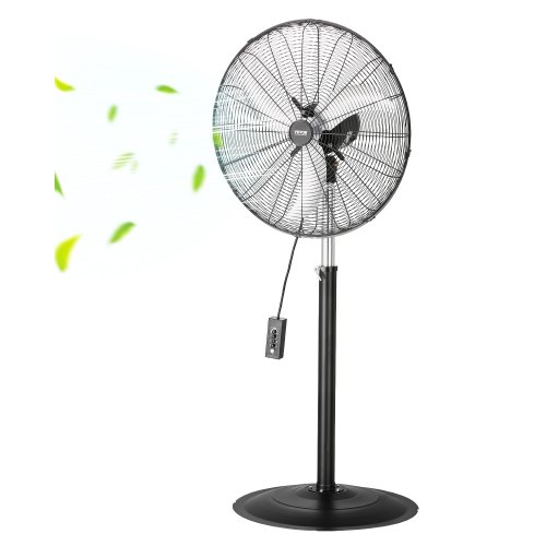 VEVOR Industrial Pedestal Fan, 24 Inch 85-Degree Oscillating Fan, Height Adjustable Standing Fans with 3 Adjustable Speeds, High Power Fans for Warehouse,Garage,Commercial, Black GYLSFS24INCHARZH6V1