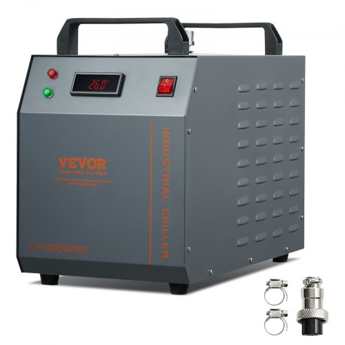 

VEVOR Industrial Water Chiller, CW-3000(PRO), 150W Air-Cooled Industrial Water Cooler Cooling System with 12L Water Tank Capacity 18 L/min Max Flow Rate, for Laser Engraving Machine Cooling Machine