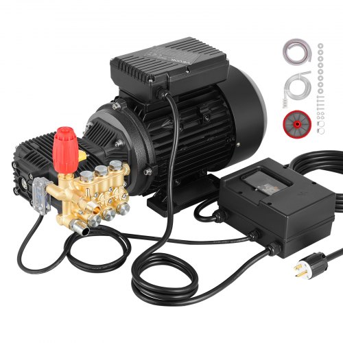 

VEVOR Electric Pressure Washer Pump Kit, 1950 PSI, 3.2 GPM, Triplex Power Washer Pump with 5 HP Motor 240 V, Adjustable Water Pressure, for Washing Cars, Gardens, Exterior Walls, Deck, Machinery Equipment