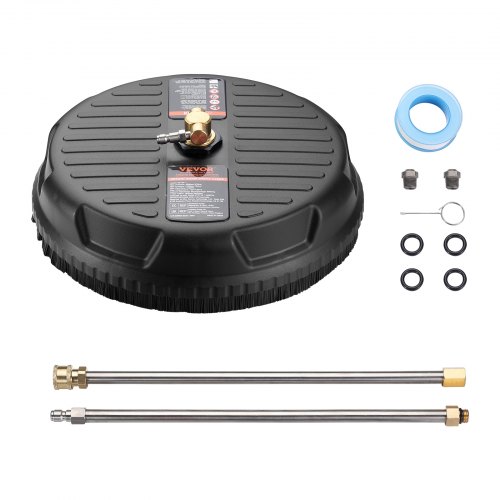 

VEVOR Pressure Washer Surface Cleaner Universal 15", Pressure Washer Attachment 4000 Max PSI with 2 Extension Wand, 1/4" Quick-Connect Connector Power Concrete Cleaner, For Floor Driveway, Patio