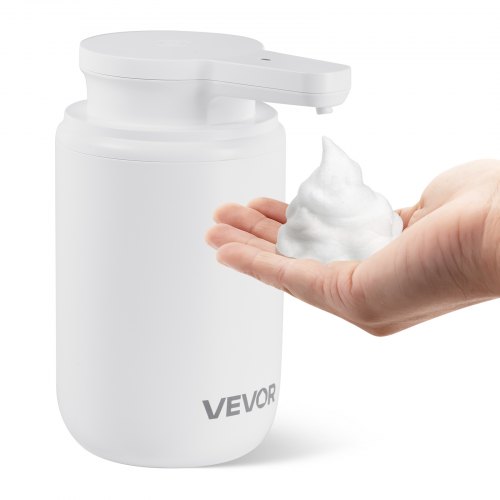 VEVOR Soap Dispenser, 300 ml / 10 oz, Rechargeable Automatic Hand Soap Dispenser with Pump, 2 Adjustable Levels, Modern Touchless Liquid Foam Container with Indicator for Bathroom and Kitchen, White