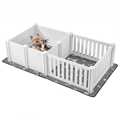 

VEVOR Dog Whelping Box, 73x38x19.7 in, Plastic Dog Whelping Pen with Adjustable Height Door, Puppy Playpen with Waterproof Pee Pad, Easy to Clean, Durable Indoor Pet Birth Kit for Medium Sized Dogs