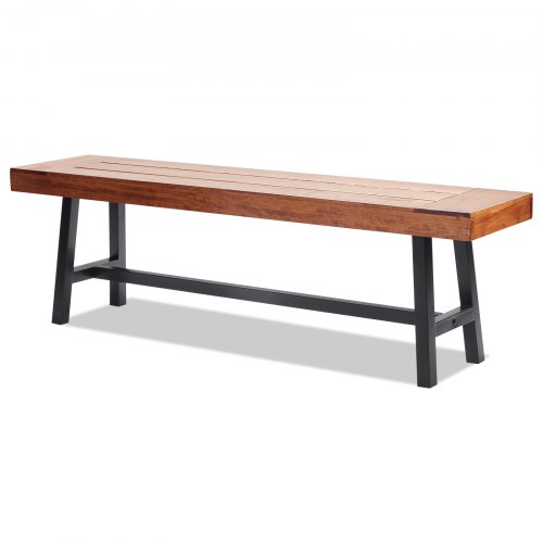 VEVOR Outdoor Bench, 63 inches Wood Garden Bench with Metal Leg for Outdoors, 500 lbs Load Capacity Bench, Outdoor Garden Park Bench, Dining Bench Patio Bench for Garden, Park, Yard, Front Porch