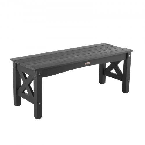 VEVOR Outdoor Bench Patio Bench 44.5 inch Weatherproof Plastic 600 lbs Black
