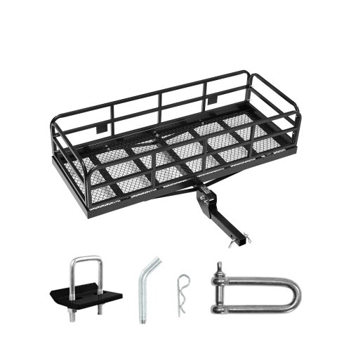 

VEVOR 60" x 24" x 14", Hitch Cargo Carrier, 500 lbs Capacity Hitch Cargo Carrier with Anti-Rattle Hitch Stabilizer, Folding Hitch Mount Cargo Carrier with Pins and Latches, Fit for SUVs/Pickup Trucks