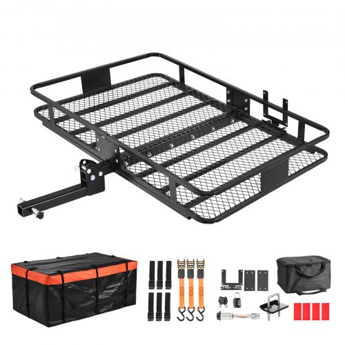 

VEVOR Hitch Mount Cargo Carrier, 60" x 36" x 6" Folding Rear Luggage Rack Basket with Waterproof Cargo Bag, 500LBS Capacity High-Strength Steel Hitch Cargo Carrier Fits 2" Receiver for SUV Pickups