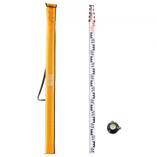 

VEVOR Measuring Rod 5M Metric Telescopic Grade Rod CM/MM w/ Bubble Level & Bag