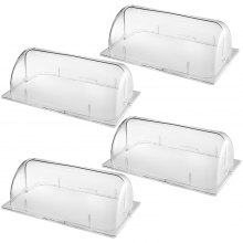 4 PACK Full Size Roll Top Chafing Dish Clear Plastic Bakery Pan Display Cover 21"x13"x17" (LxWxH) of Set