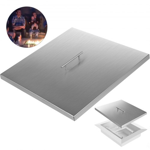 Fireglass Stainless Steel Cover For Drop-In Fire Pit Pan 27" x 27" x 1"