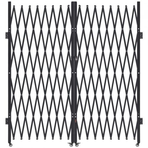 VEVOR Double Folding Security Gate, Lockable Scissor Gate with 360° Swivel Casters, Outdoor Barricade Steel Retractable Gates, for Entry Security, Garage, Warehouse & Pool, 155.12 x 86.81 in (W x H)