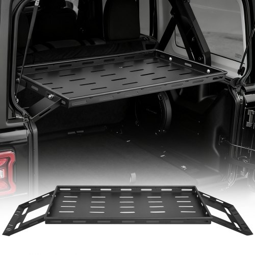 

VEVOR Rear Trunk Cargo Rack, for 2007-2024 Jeep Wrangler JK 4-Door Hardtops, 300 lbs Capacity, Carbon Steel Basket Tray Interior Storage Luggage Carrier with Net, Shelf Stand Organizer for Camping Trip Gear, Black