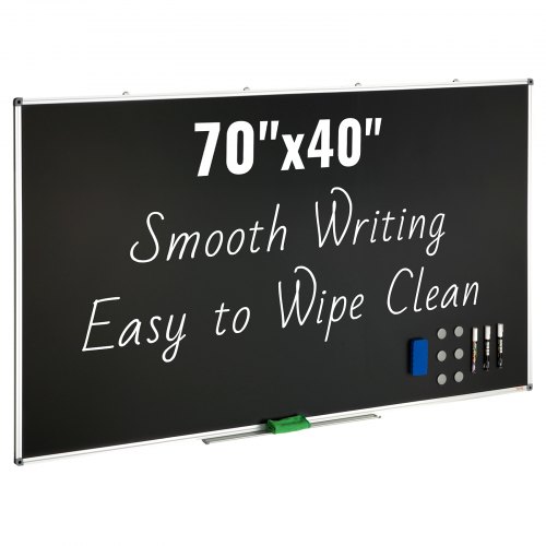 

VEVOR Black Board, 70 x 40 inch Large Chalkboard with Aluminum Frame, Black Boards Dry Erase Includes 1 Magnetic Erase & 3 Dry Erase Markers, Black Surface, for Office Home and School